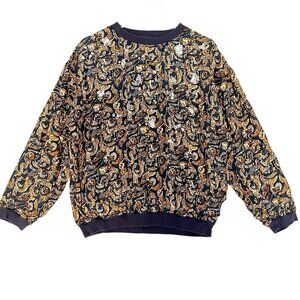 Carole Little Sport Womens Silk Sequin‎ Sweater Size 6 Glam Sparkle Disco Party